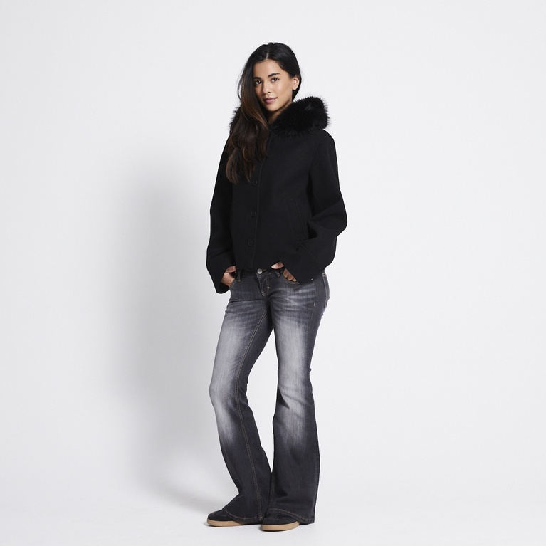 Faux fur collar jacket "Lovalie" Black